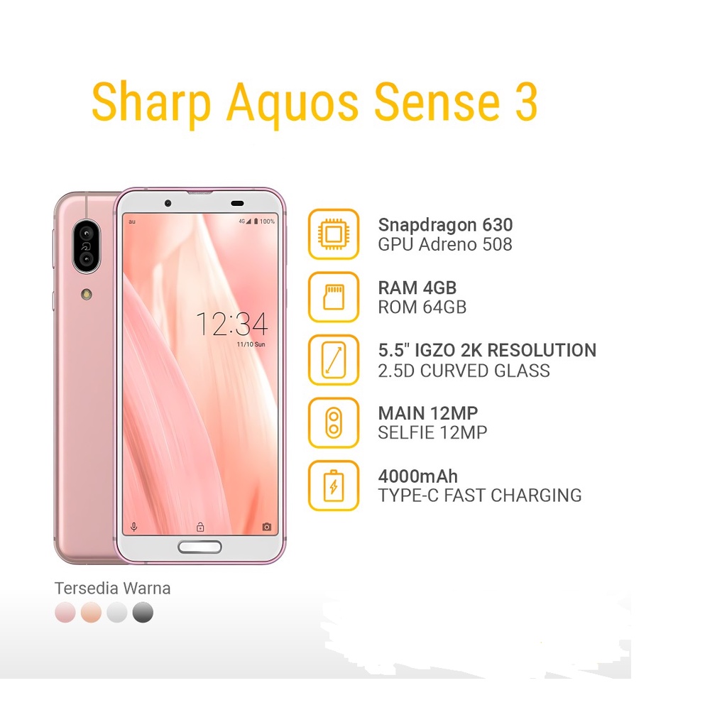 Điện thoại Sharp Aquos Sense 3 / Sh-02M / RAM 4GB / ROM 64GB, Pin trâu 4000mah