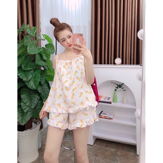 Bộ 2 dây lụa Hàn ViSaVa  chất mát xoa tan mùa hè nóng nực Freesize fom 39kg – 57kg hot 2021