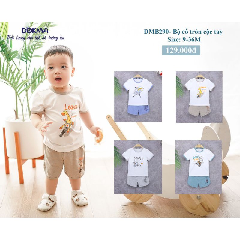 [Dokma] Bộ cổ tròn cộc tay chất BamBoo tự nhiên cực mềm-mát (9-36m)