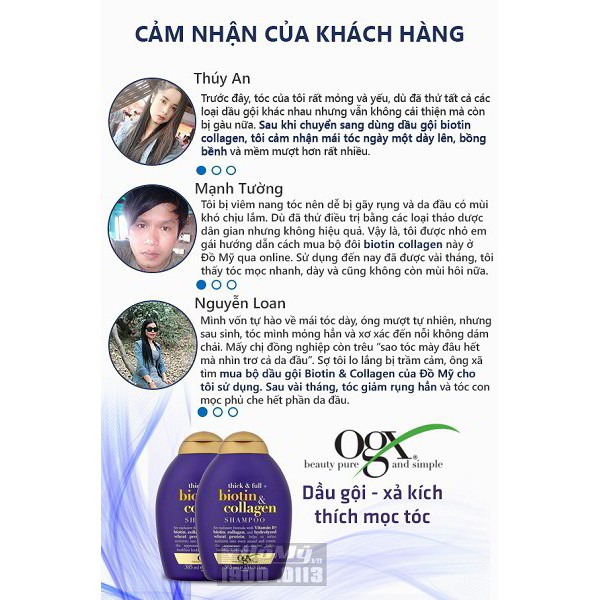 Dầu Gội Xả Biotin Collagen [Hàng Chính Hãng] Chống Rụng Tóc Và Kích Thích Mọc Tóc Nhanh, Hương Thơm Dịu, 577ml