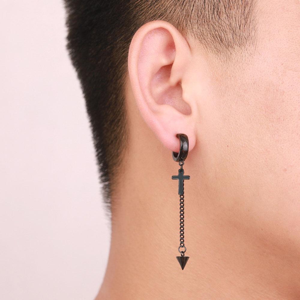 Bông Tai Dạng Xỏ Hình Tam Giác Không Gây Dị Ứng Phối Tua Rua Phong Cách Punk Hiphop Thời Trang Cho Nữ