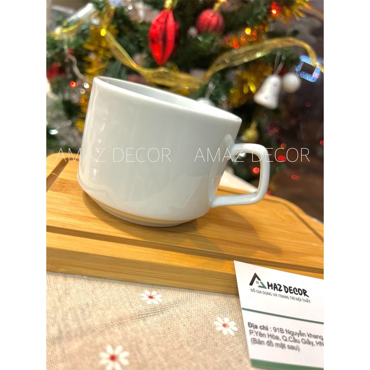 Bộ ly tách cà phê capuchino mĩ trắng trơn 250m VC1201 gốm sứ Bát Tràng cao cấp bền đẹp