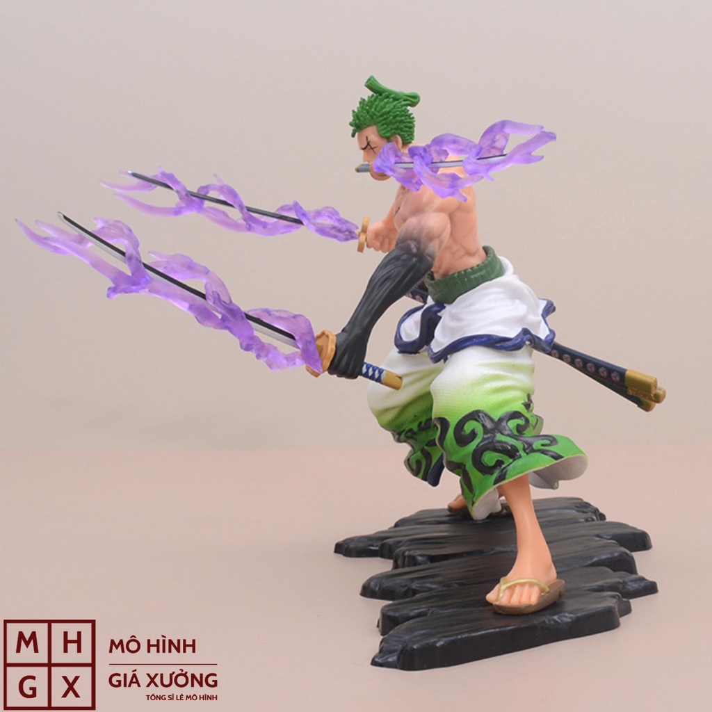 Mô hình One Piece Zoro chiến đấu có hiệu ứng kiếm cao 17cm , figure mô hình one piece giá xưởng