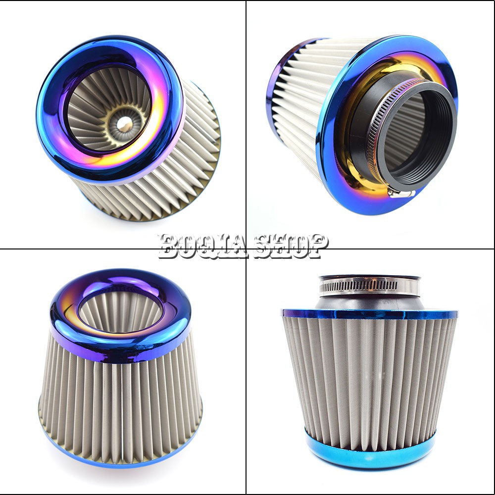 Bộ Lọc Khí Làm Sạch Xe Hơi Bằng Thép Không Gỉ Màu Xanh Dương 3 "76mm Dòng Chảy Cao