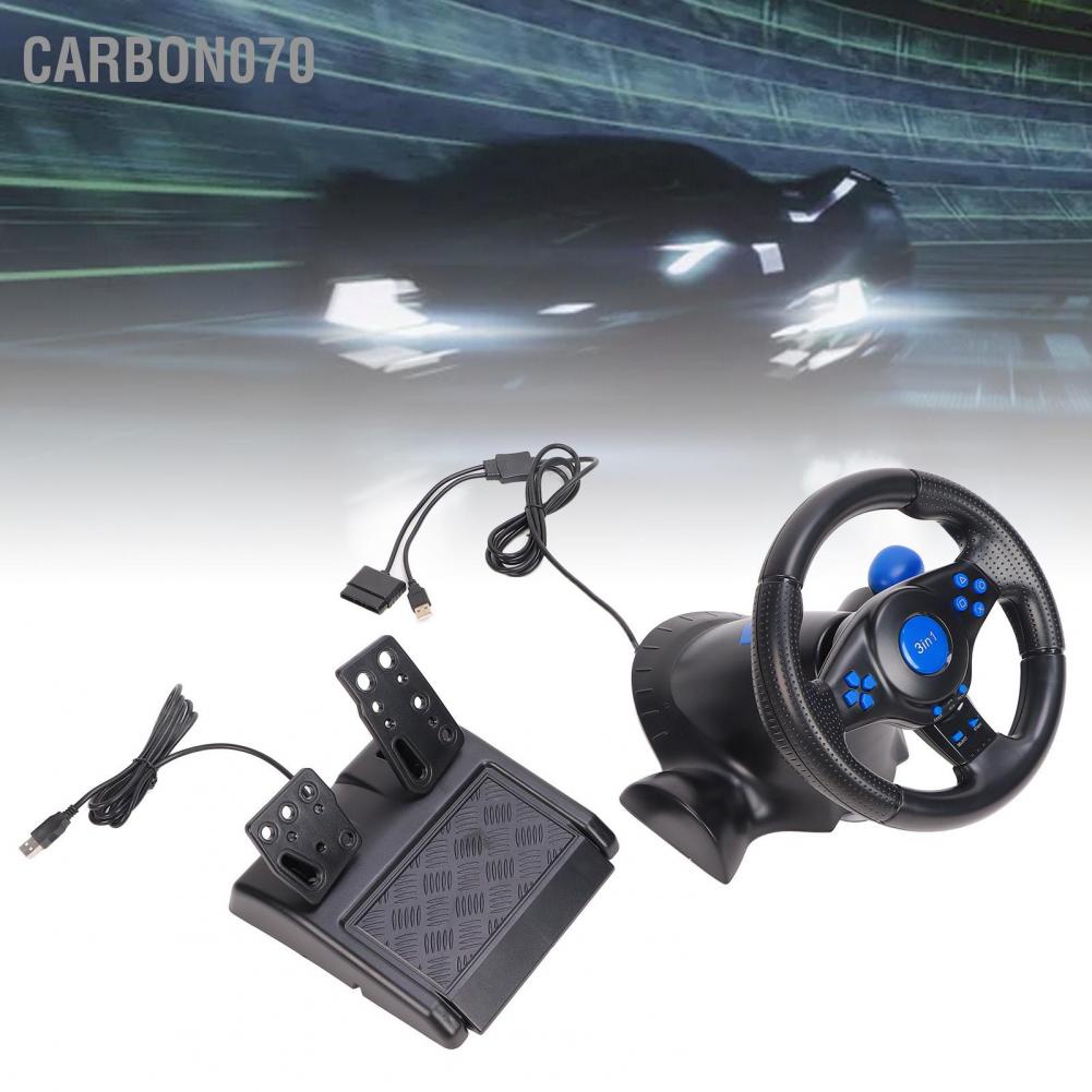 Hàng HOT Vô lăng chơi game xe đua 3 trong 1 có bàn đạp Xoay 180 độ Đa chức năng cho PS3 / PS2 / PC【Carbon070】