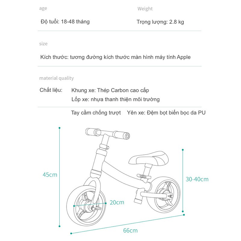 Xe chòi chân cao cấp KUB, xe thăng bằng 3 trong 1 dễ gấp gọn cho bé từ 1 - 4 tuổi