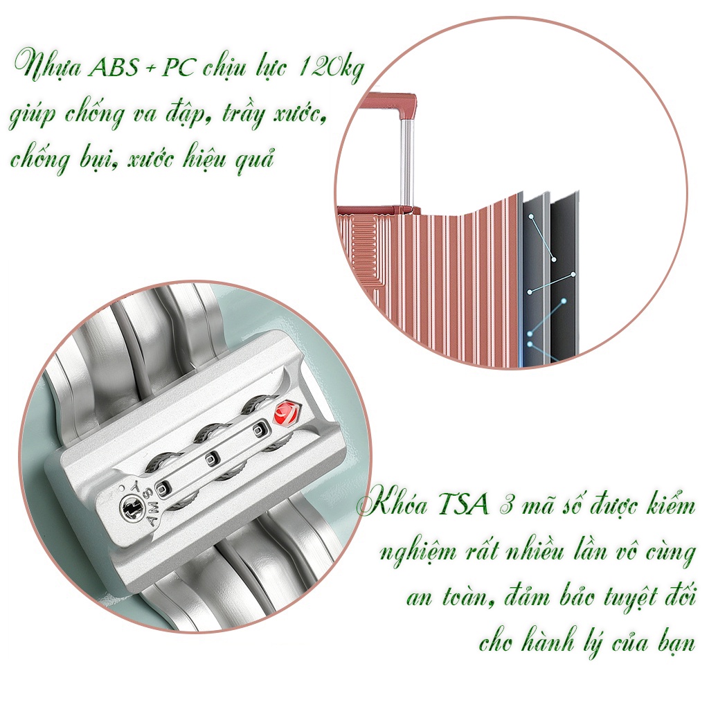 Vali Khung Nhôm Khóa Sập Bamozo Size 20/24/28 Inch Vali Du Lịch Cao Cấp Chống Vỡ Tuyệt Đối Bảo Hành 5 Năm