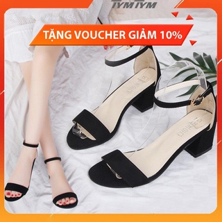 Giày guốc cao gót đế vuông 5, 7 phân da lộn dép sandal nữ thời trang xăng đan fashion86_store hở ngón 5p và 7p