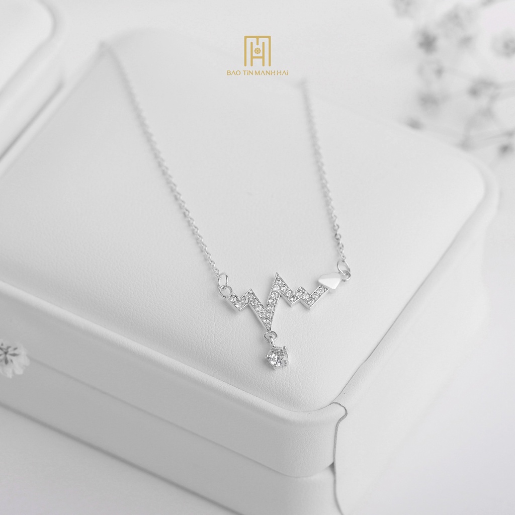 Dây chuyền bạc 925 cao cấp mặt đá nhịp tim cá tính phong cách HQ trẻ trung DB18 Bảo Tín Mạnh Hải