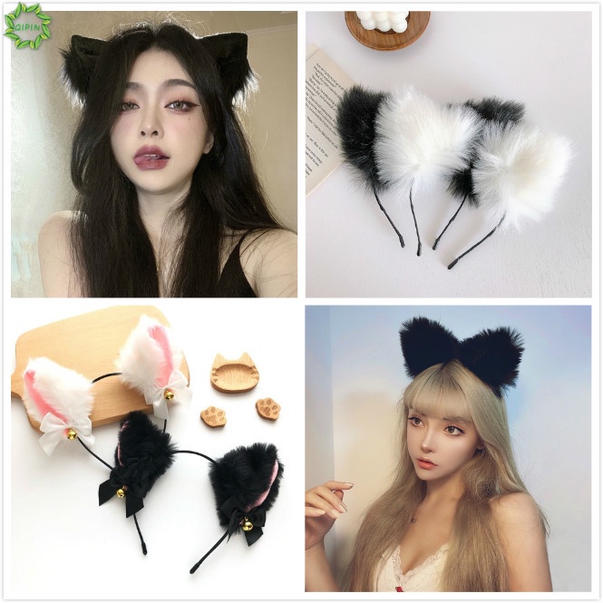 Băng đô hình tai mèo và cáo bằng lông có chuông phong cách gợi cảm dễ thương Hàn Quốc thời trang cho nữ
