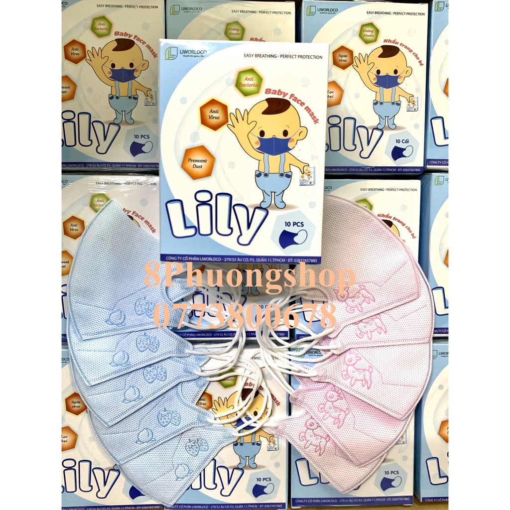 Combo 10 hộp Lily Baby cho bé - Khẩu trang Lily cho bé