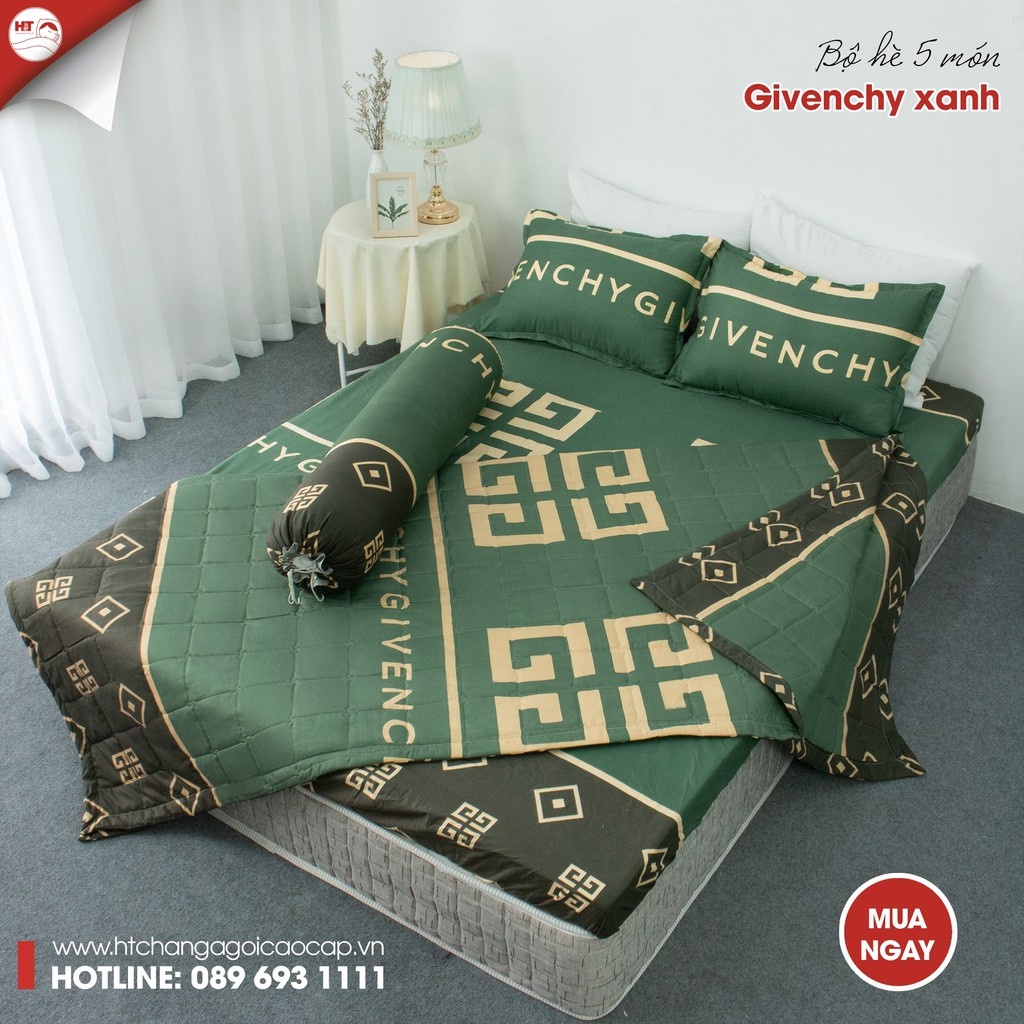 Set 5 Món GYVENCHY Chăn Ga gối Poly Cotton 1m6 x 2m x 10cm
