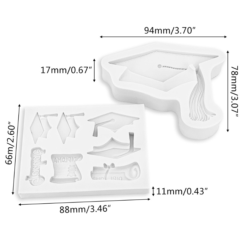Khuôn Silicone Làm Nón Tốt Nghiệp / Bác Sĩ / Bánh Cupcake