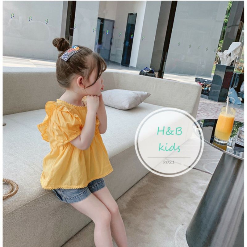 Set bé gái siêu xinh (áo thô phối ren và quần jean đùi)