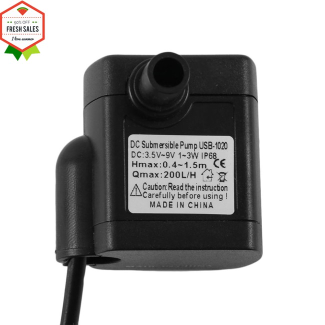 Máy Bơm Chìm 3w Usb-1020 Dc3.5v-9v Cho Bể Cá