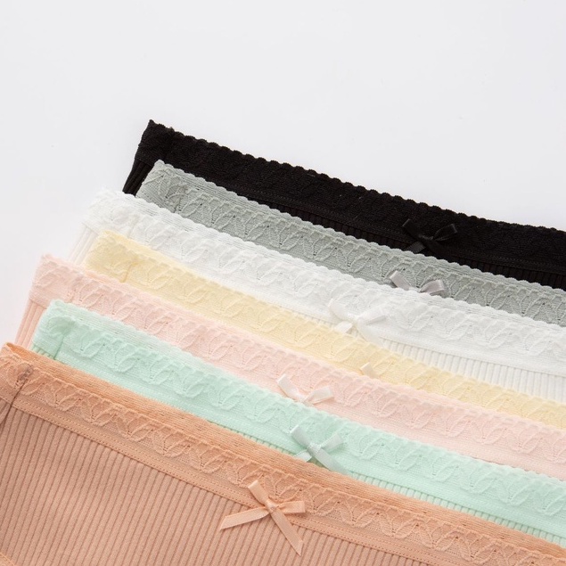 Quần lót nữ Cotton gân tăm cạp cao viền ren kháng khuẩn thoáng mát KIMCHIBIKINI chip xinh đẹp dễ thương mềm mại QL076