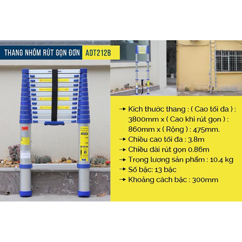 Thang nhôm rút gọn đơn ADVINDEQ ADT212B