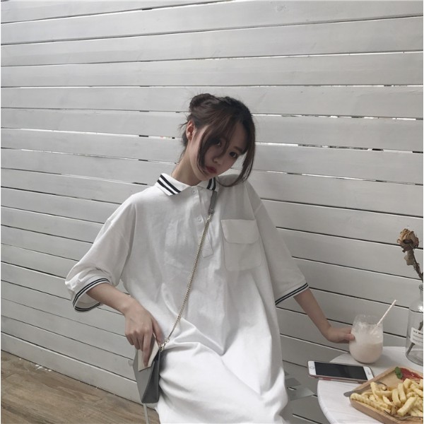 [Có video] Áo Polo dáng dài/ Váy polo phong cách Hàn Quốc | BigBuy360 - bigbuy360.vn