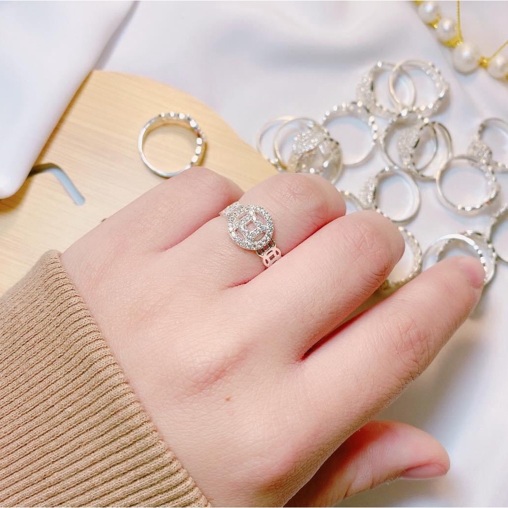 Nhẫn kim tiền bạc ta đính đá mang lại may mắn tài lộc cho chủ nhân - Trang sức bạc Evasilver