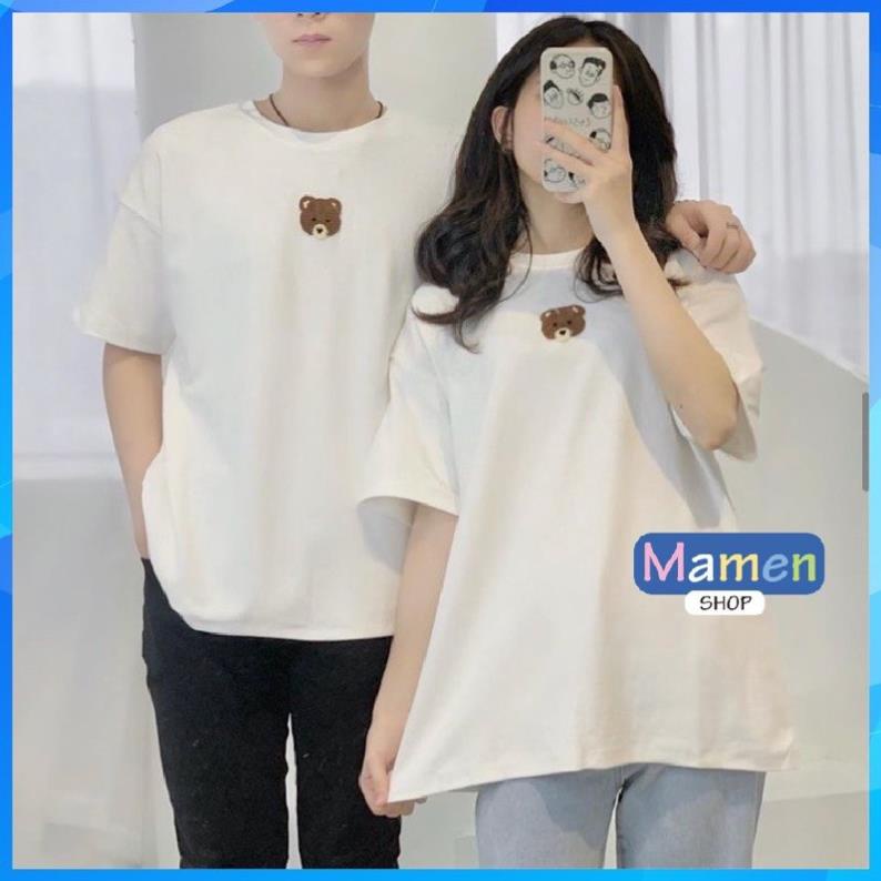 Áo thun đôi form rộng Bear Insta  Mamen Shop MA002, áo phông đôi oversize Unisex Mamen Shop MA002  ྇