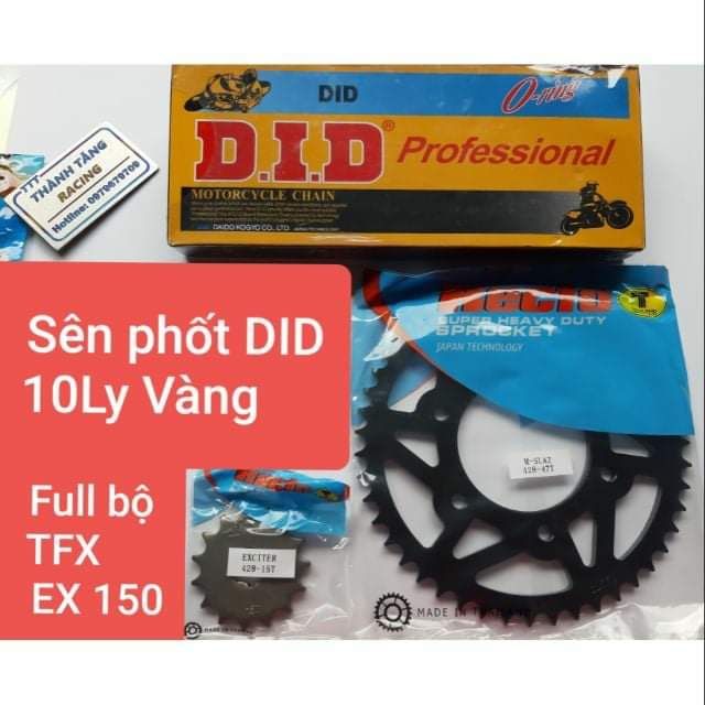 Combo bộ TFX/EXCITER 150 DĨA 47T 49T NHÔNG 13T 14T 15T 16T Sên Phốt 10ly DID CHÍNH HÃNG THAILAN