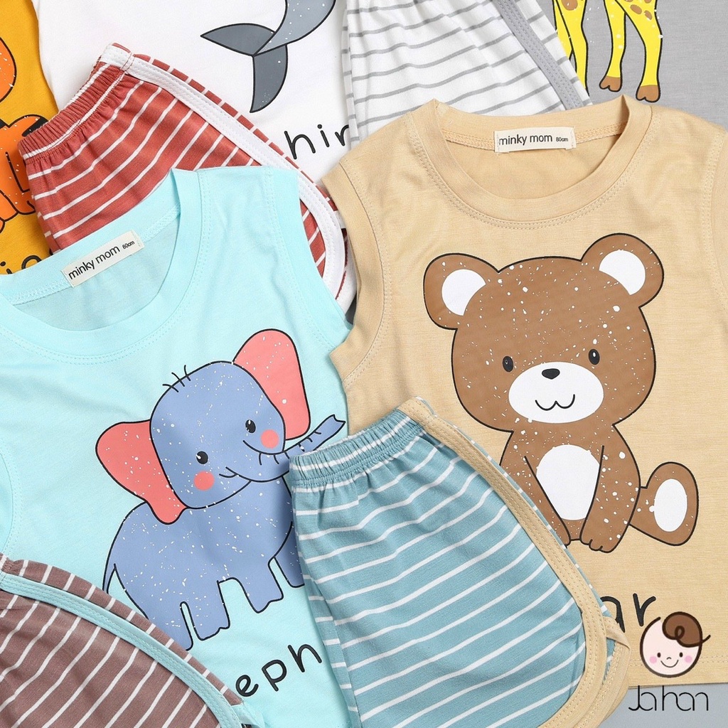 ✨FREE SHIP✨Bộ Sát Nách Thun Lạnh Dể Thương Cho Bé Gái Bé Trai, Đủ Màu