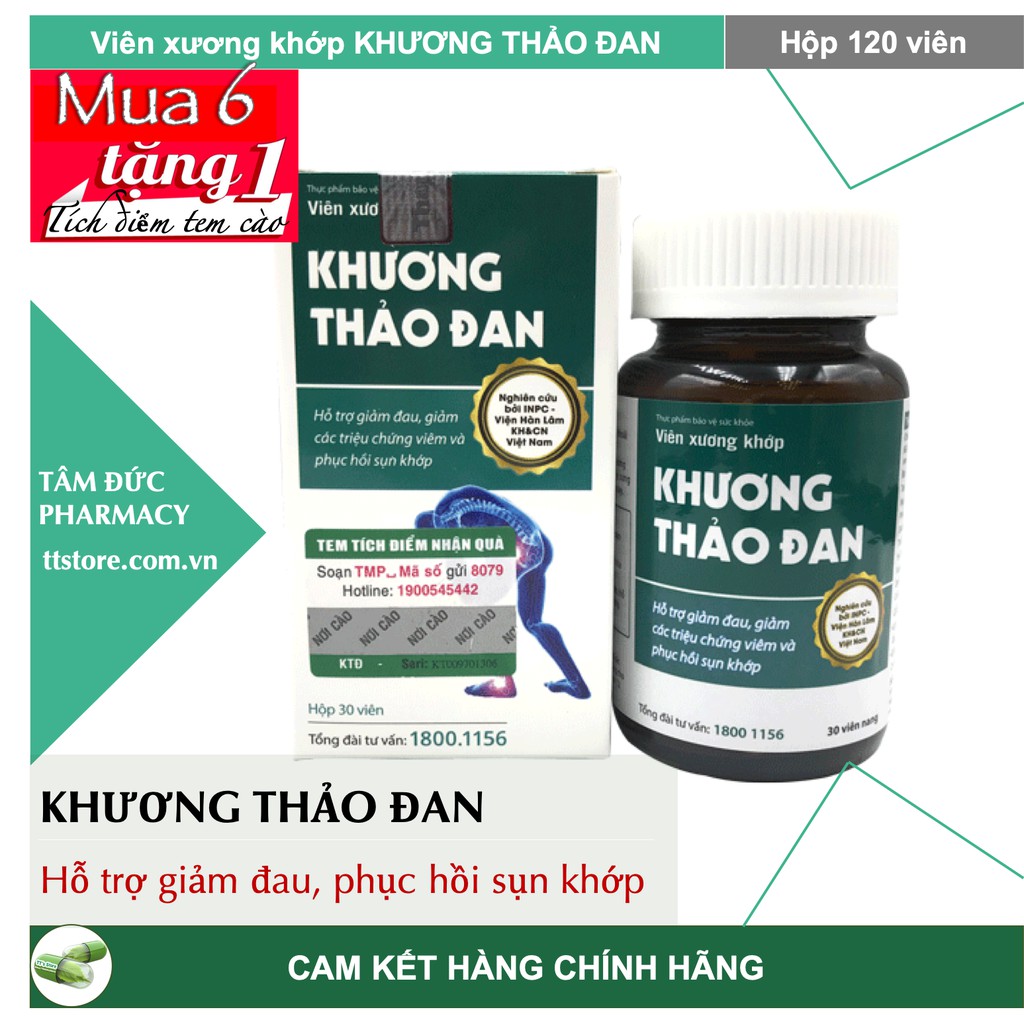 [COMBO 3 TẶNG 2] KHƯƠNG THẢO ĐAN [Chai 120 viên] - Hỗ trợ giảm đau, phục hồi sụn khớp