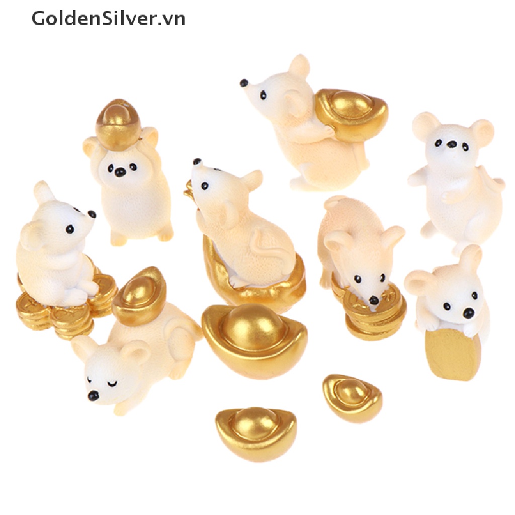 Mô Hình Chú Chuột Vàng Thu Nhỏ Dễ Thương Trang Trí Sân Vườn 2020