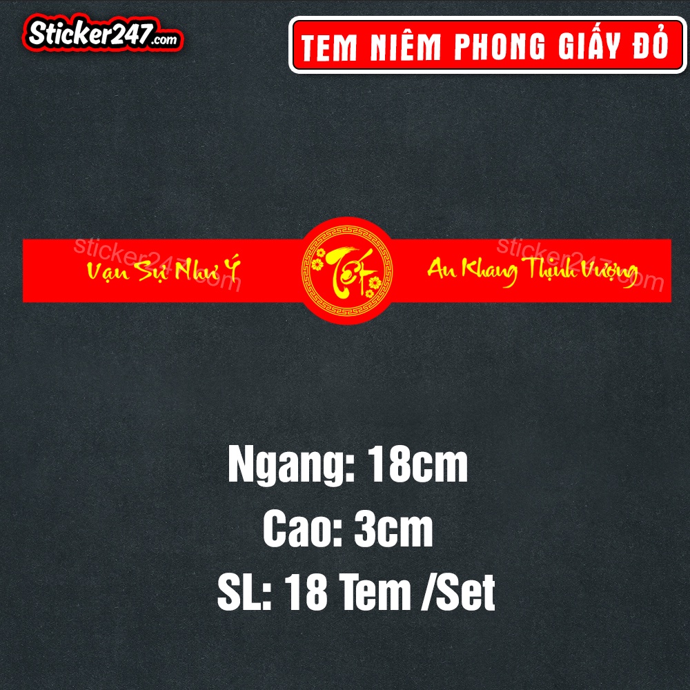 18 Tem Tết Decal Tem Dán Niêm Phong Chúc Mừng Năm Mới 2 bên 𝑭𝒓𝒆𝒆𝒔𝒉𝒊𝒑 Decal Chống Nước, Cắt Sẵn, Trang trí Tết