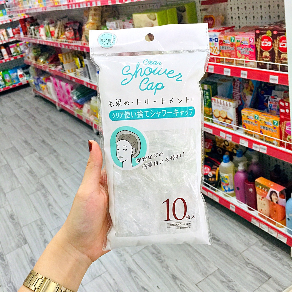 Set 10 chiếc mũ tắm trùm đầu MITSUKI chất liệu nilon tiện lợi hàng Nhật nội địa - Konni39 Hải Châu