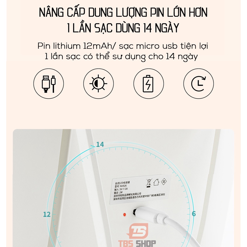 Gương trang điểm thông minh xiaomi có led Jordan