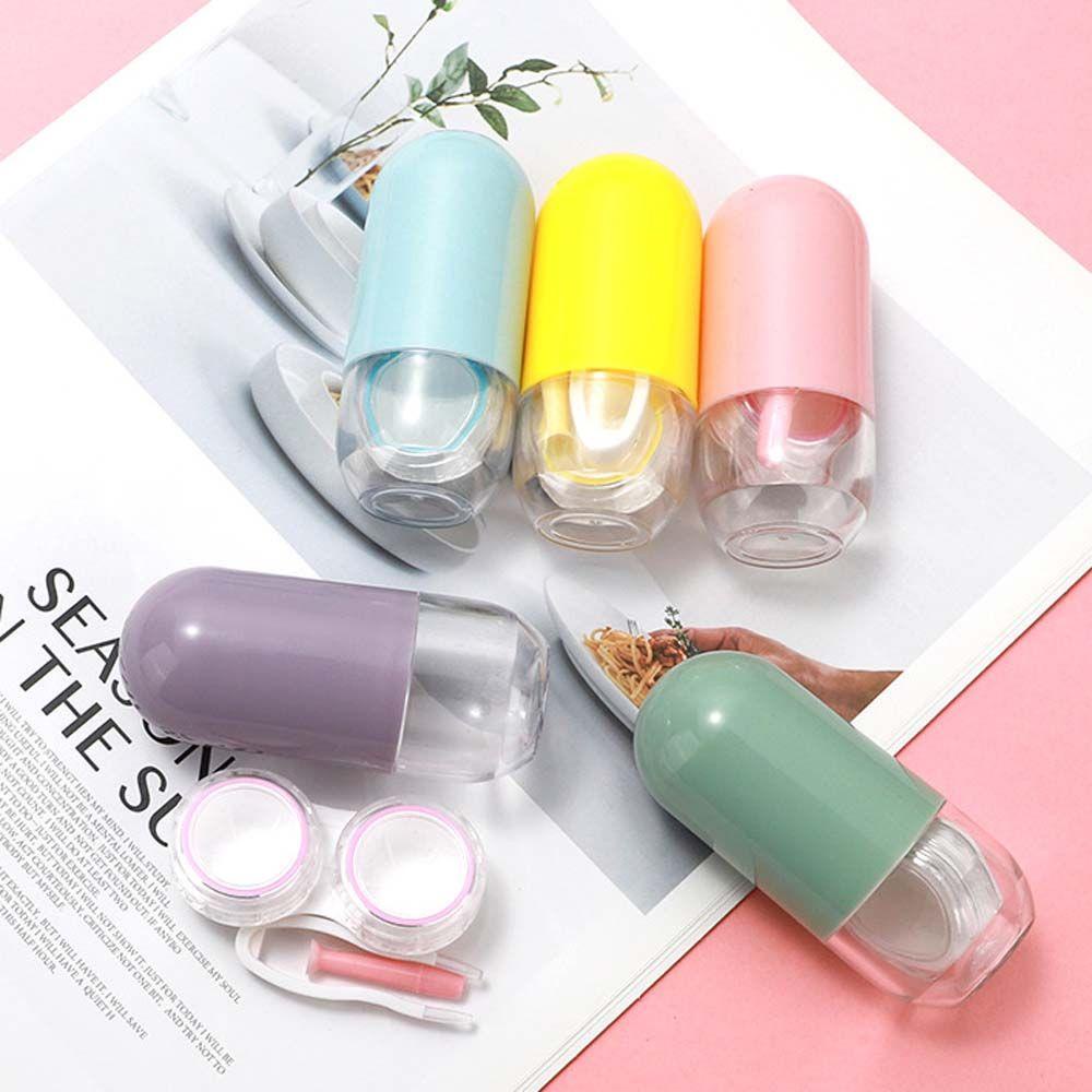 Hộp Đựng Kính Áp Tròng Hình Oval Màu Kẹo Trong Suốt Dễ Thương