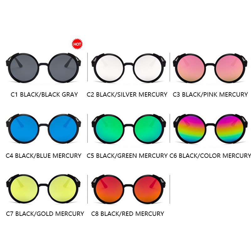 Kính mát gọng tròn kim loại phong cách Retro cho nam và nữ