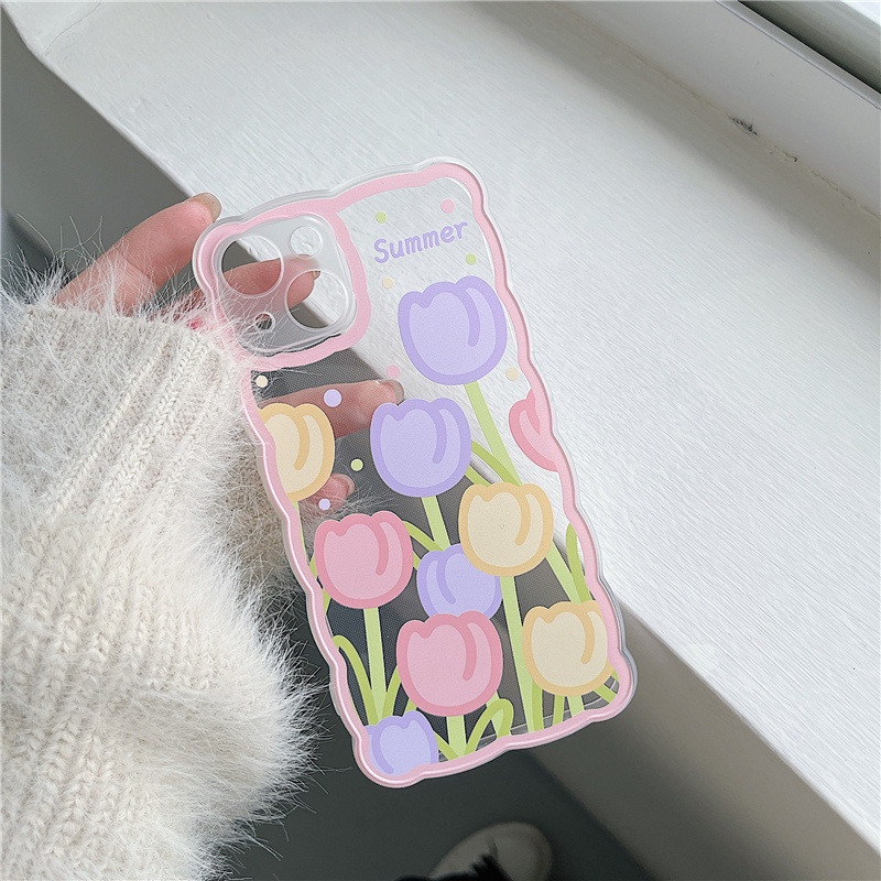 Ốp lưng IPhone trong lượn sóng hoa Tulip 6/6s/6plus/6splus/7/7plus/8/8plus/xs/11/12/13/14/pro/max/plus/promax TLS11
