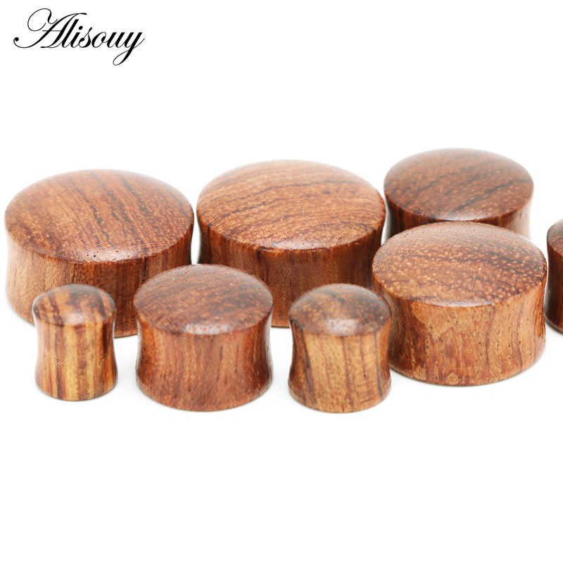 Alisouy Set 2 Nút Gỗ Bịt Lỗ Tai / Đường Hầm Bằng Gỗ Tự Nhiên
