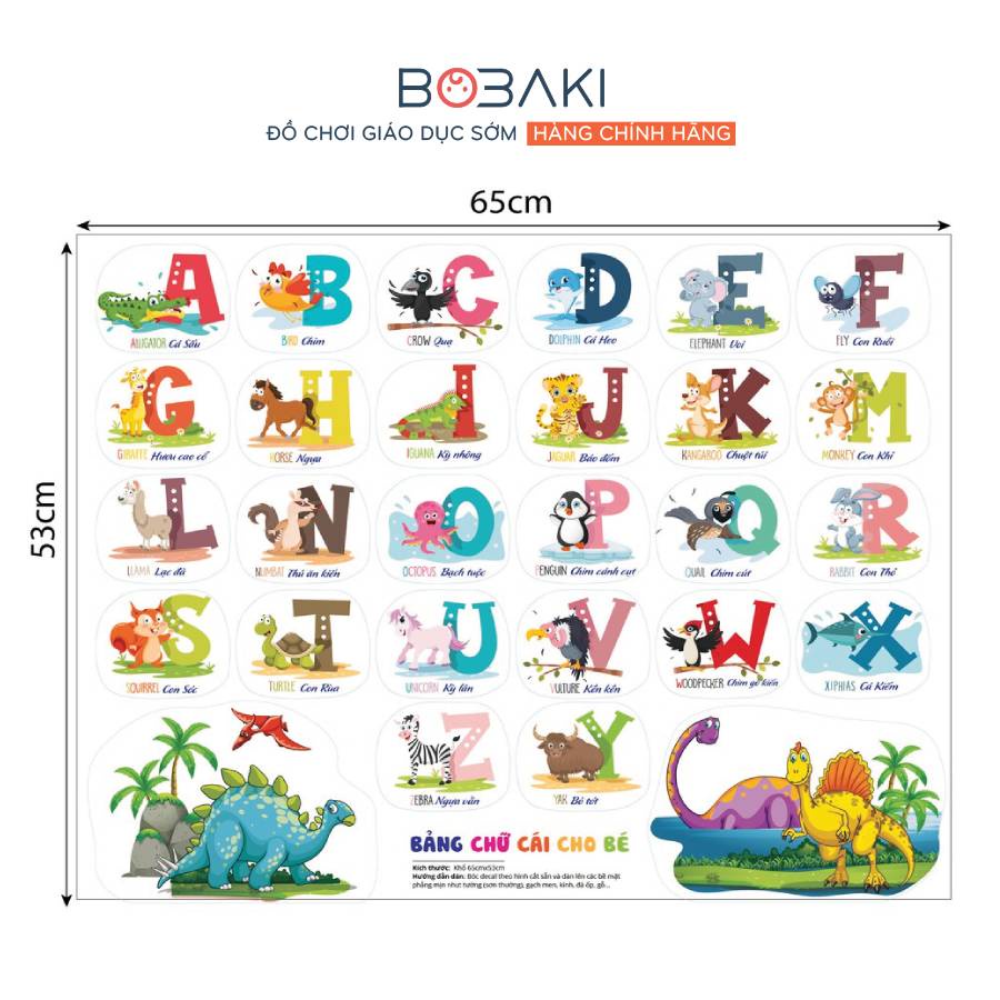 Decal dán tường bảng số bảng chữ cái cho bé Thương Hiệu BOBAKI
