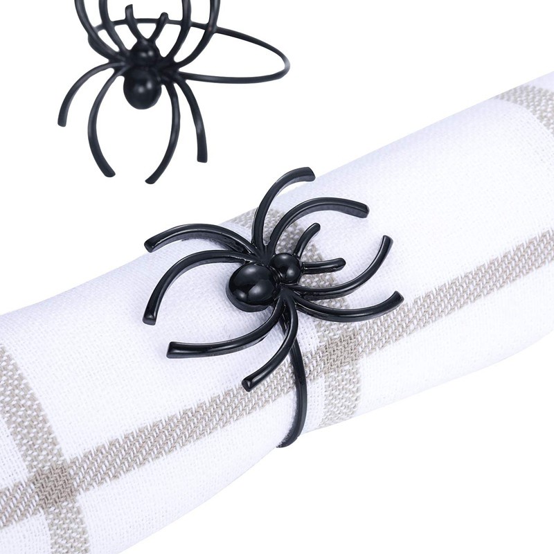 10Pcs Spider Napkin Ring for Halloween Ghost Festival Party Decor