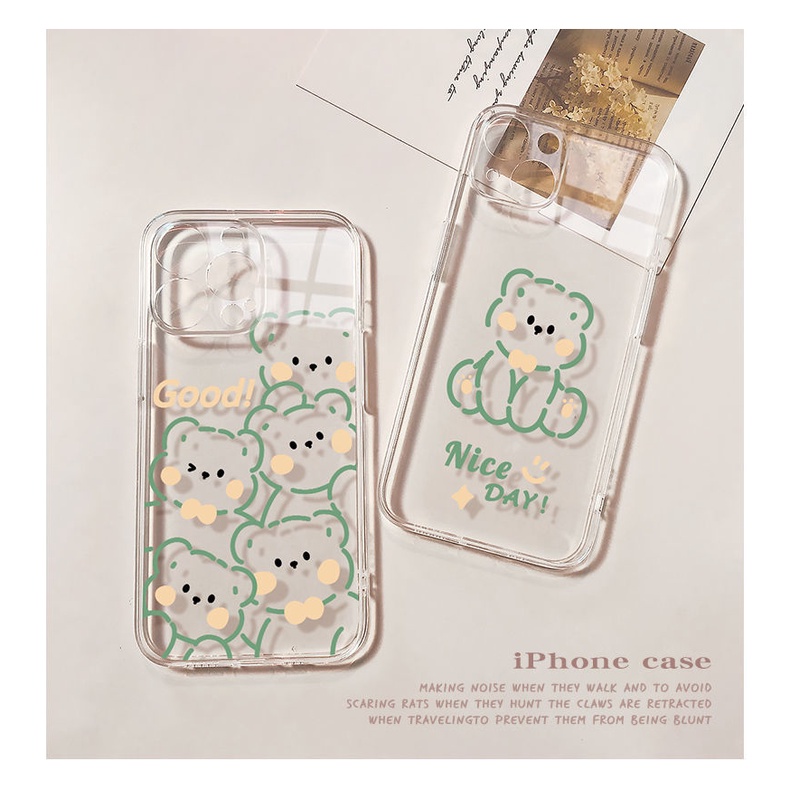 Ốp Điện Thoại Tpu Mềm Trong Suốt In Hình Gấu Dễ Thương Cho iPhone 11 12 13 pro max XS X XR XSMax 7 8 6 6s plus SE 2020