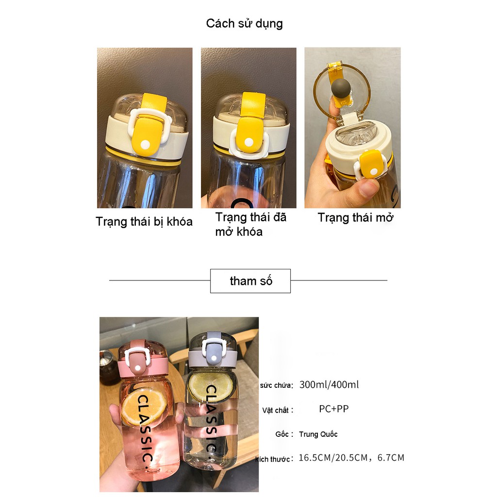 Cốc Nước Cầm Tay  Màu Sắc Đơn Giản Bằng Nhựa, Phong Cách thể Thao