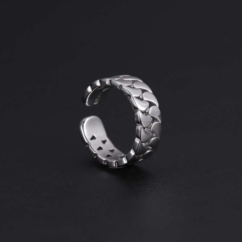 Nhẫn Hở Phối Dây Xích Bản Rộng Thời Trang Cá Tính Cho Nam