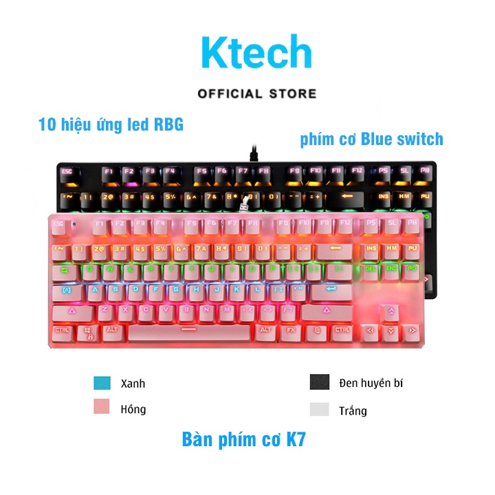 Bàn Phím Cơ Máy Tính Gaming K7 PRO Full Led RGB 10 Chế Độ Hiệu Ứng, Chơi Game Dùng Văn Phòng Cực Đã