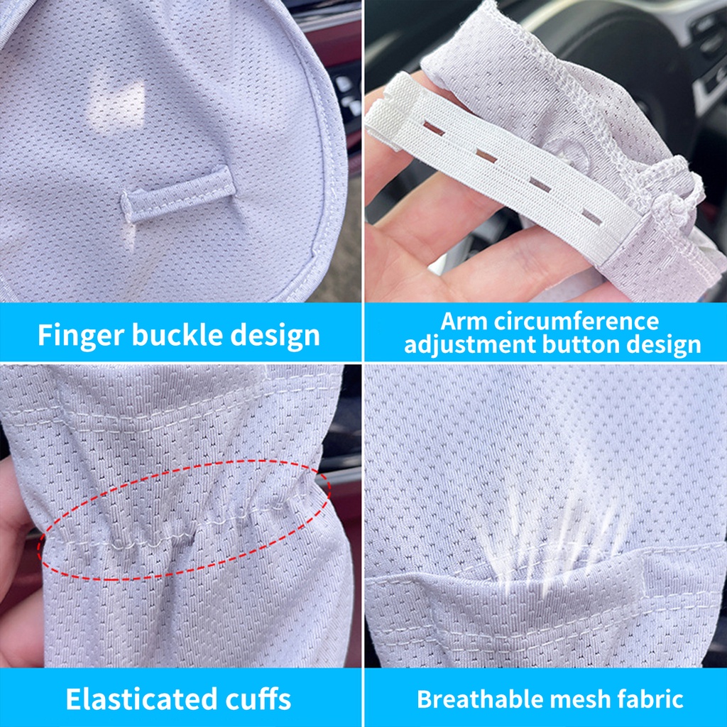 Jujiajia Summer Loose Sunscreen Lái xe Ice Silk Tay áo Nữ Chiều dài Dài Tay áo chống tia cực tím Tay áo Găng tay Băng tay