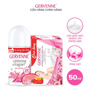 Lăn khử mùi trắng da Gervenne Pink Lily 50ml - TẶNG xà bông tắm 90gr
