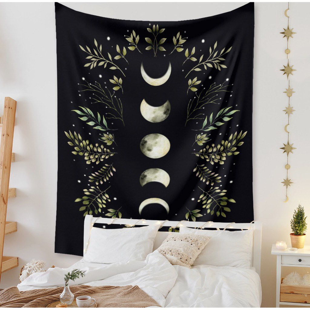 Thảm tapestry decor tường  FLORAL MOON PHASES