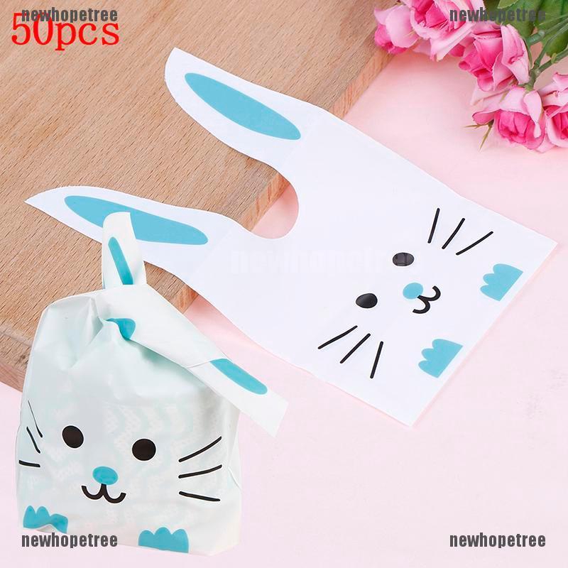 Set 50 TúI NhựA ĐựNg KẹO ThiếT Kế Tai Thỏ Dễ Thương