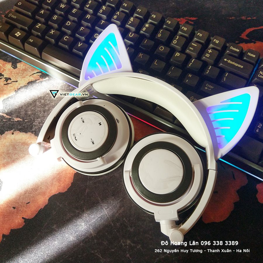 Tai nghe tai mèo Bluetooth Classic, có led tai mèo, có micro