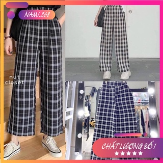 Quần Cullotes Kẻ Caro Khuy Giả 🌸 Quần Suông Ống Rộng Kẻ Sọc Dáng Dài Cạp Cao SIÊU HOT 🌸