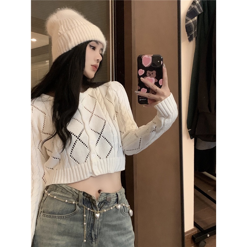 Porozi  Áo Khoác Cardigan Dệt Kim Tay Dài Phong Cách Hàn Quốc Thời Trang Cho Nữ