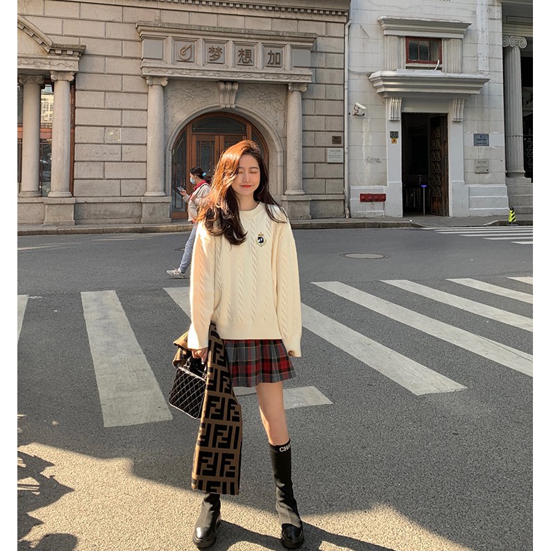 Áo Nỉ Nữ Tay Dài Cổ Tròn Thiết Kế Thời Trang Hàn Quốc 2020 | BigBuy360 - bigbuy360.vn