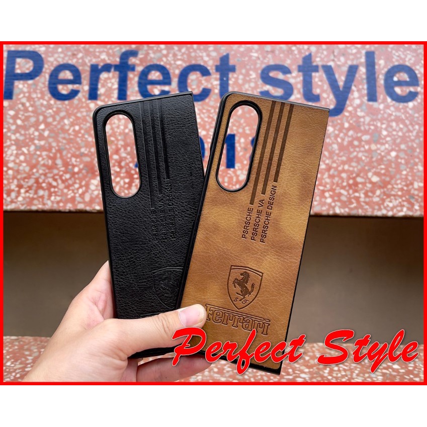 p lưng da Fe rrari Samsung galaxy Z Fold 4 Zfold4 ( Mặt trước + mặt Sau )